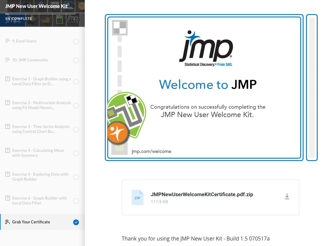 JMP New User Welcome Kit - learning activities