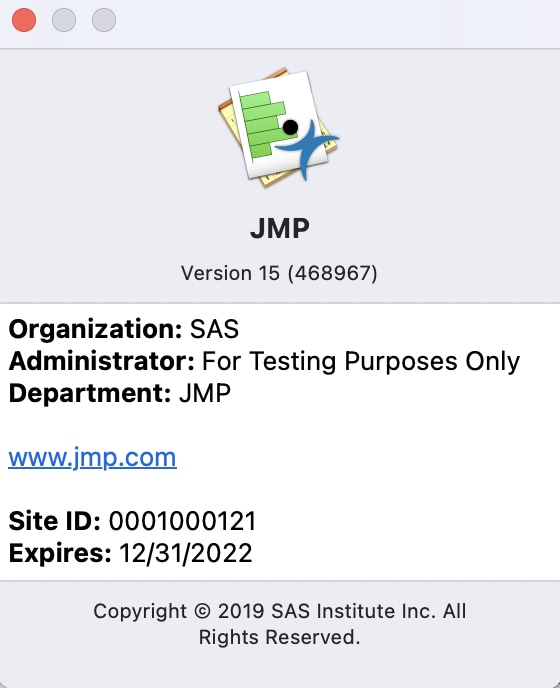 Site ID Location in JMP 16 for Mac