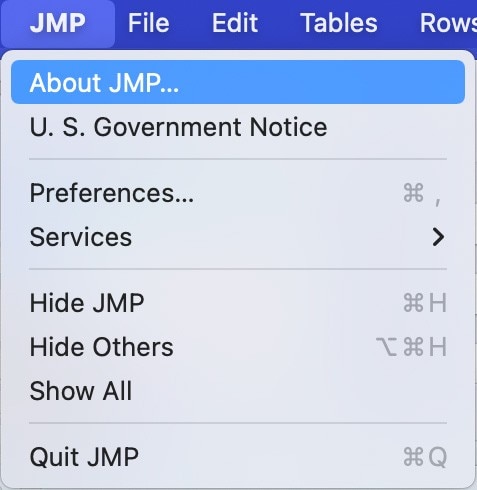 About JMP Location in JMP 16 for Mac