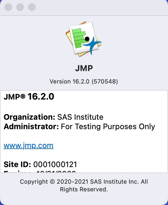 Site ID Location for JMP 16 for Mac