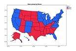 U.S. Election 2008 Graph; States Colored by Winner