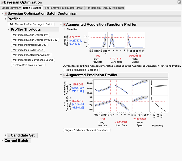 Piattaforma di ottimizzazione bayesiana in JMP