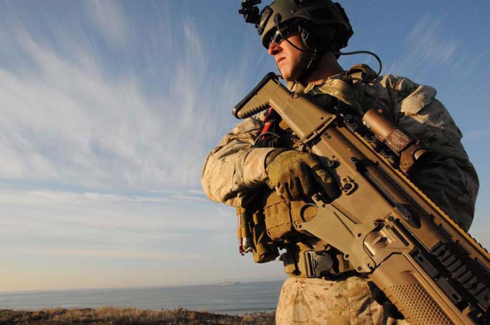 Marine looking out in to the distance