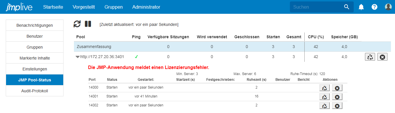 JMP Live Licensing Error Message