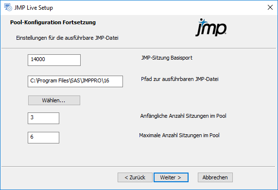 Configure JMP Settings
