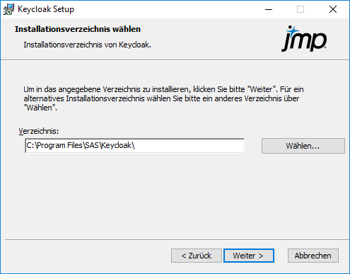 Specify the Keycloak Install Location