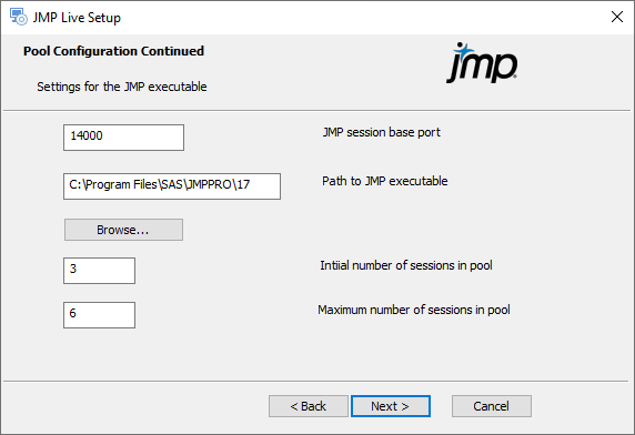 Configure JMP Settings