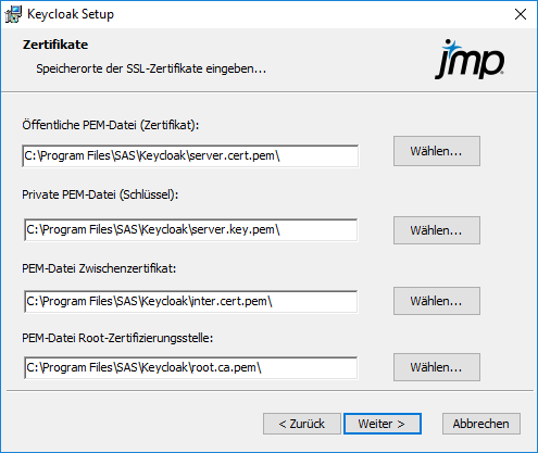 Specify Keycloak Certificates