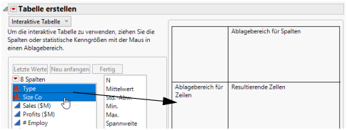 Dragging Columns to the Row Zone