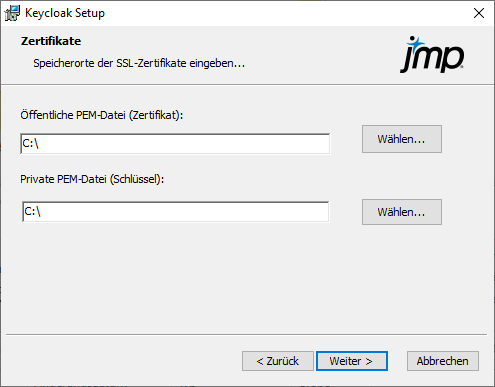 Specify Keycloak Certificates
