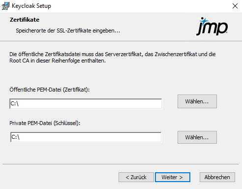 Specify Keycloak Certificates