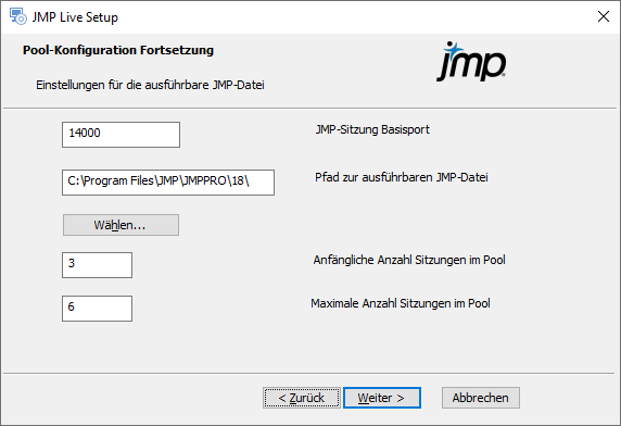 Configure JMP Settings