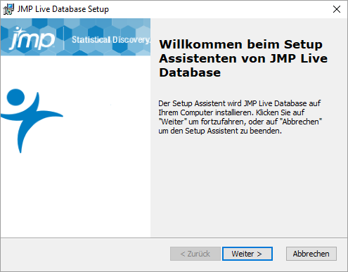 JMP Live Database Setup Wizard