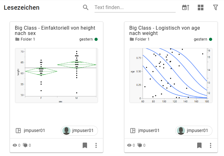 Example of the Bookmarks Page