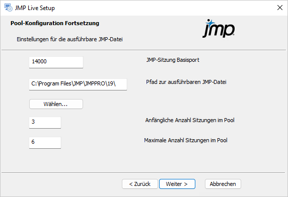 Configure JMP Settings