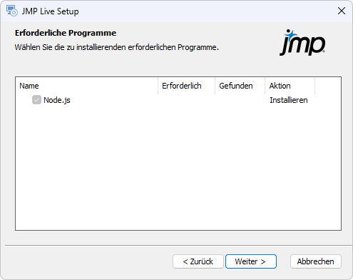 Prerequisite Node.js selected Prerequisite Node.js selected