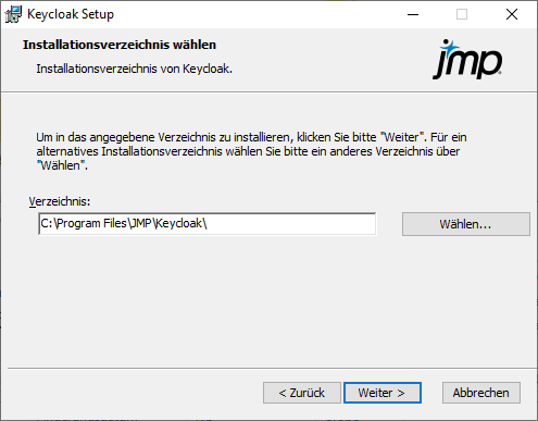Specify the Keycloak Install Location Specify the Keycloak Install Location