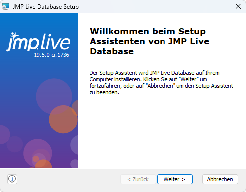 JMP Live Database Setup Wizard JMP Live Database Setup Wizard