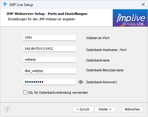 Specify Ports and Database Details Specify Ports and Database Details