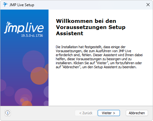 JMP Live Prerequisites Setup Wizard JMP Live Prerequisites Setup Wizard