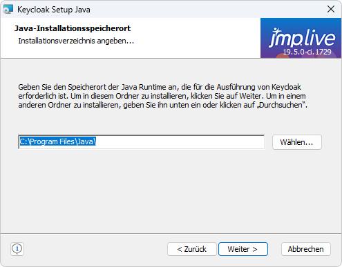 Specify the Java Install Location Specify the Java Install Location