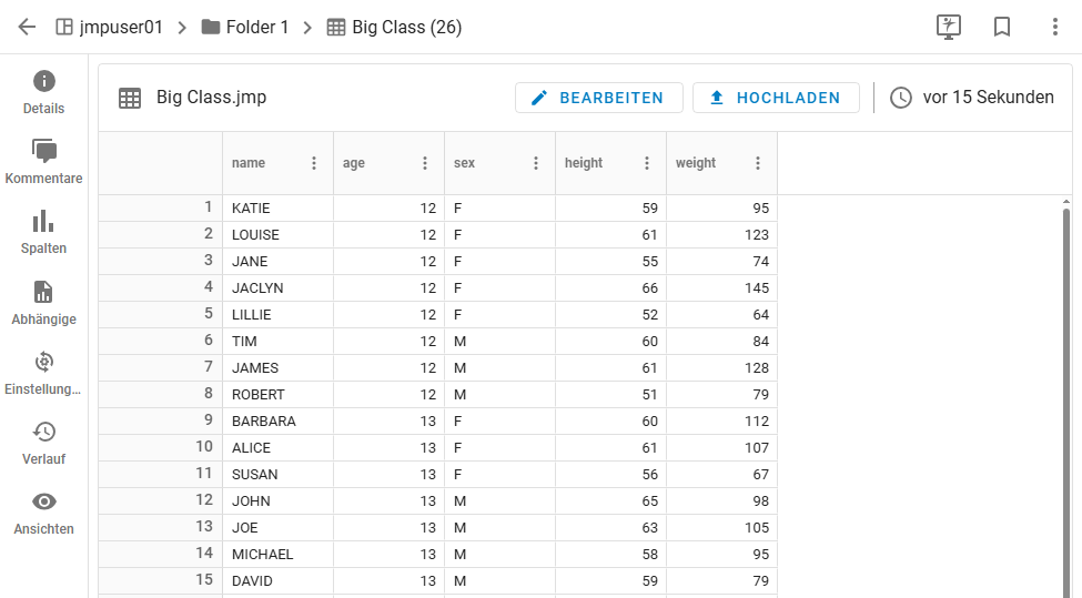Example Data Table