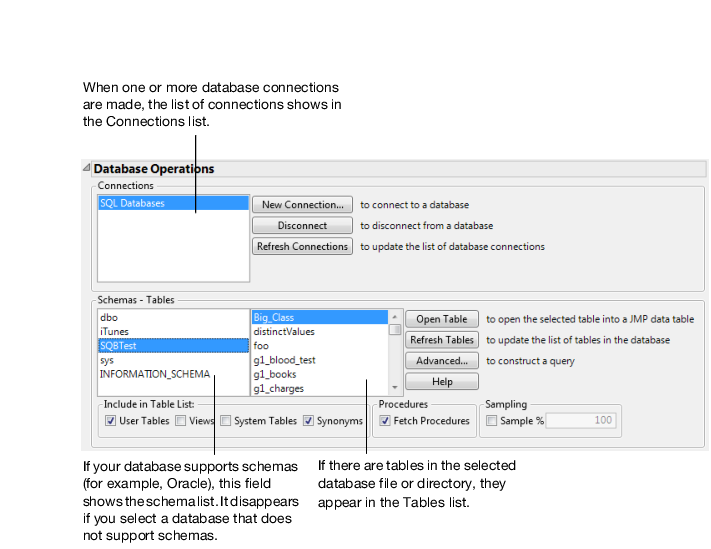 Database Open Table Window