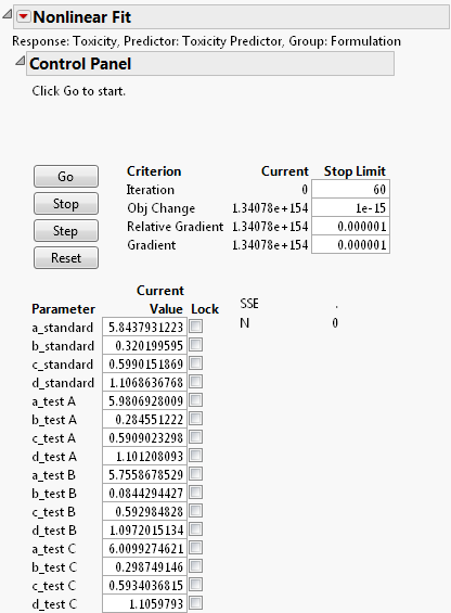 Nonlinear Fit Control Panel