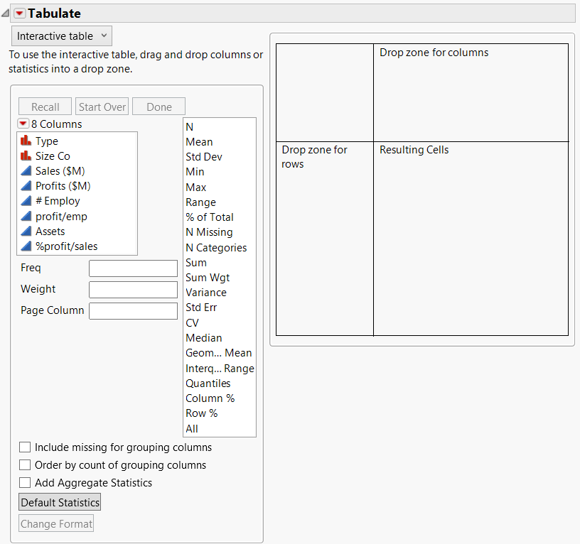 Tabulate Workspace