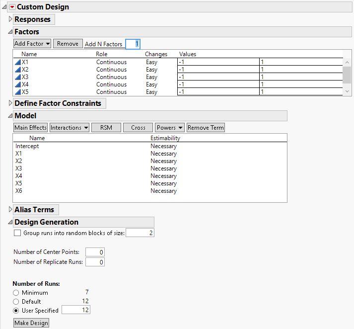 Custom Design Window Showing Model Outline
