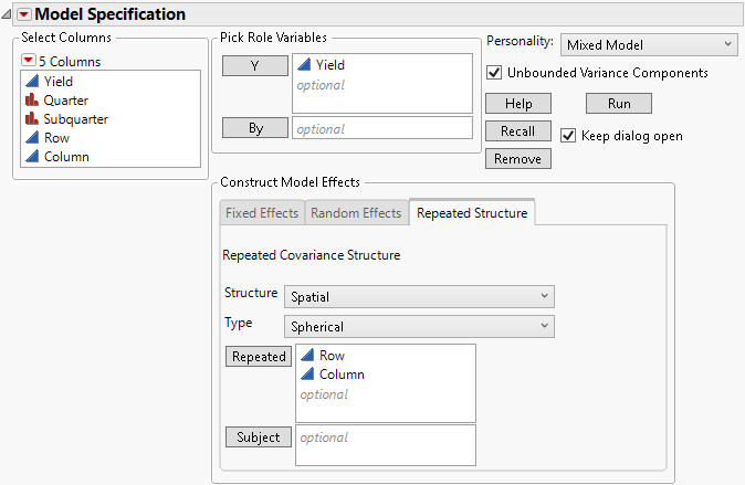 Completed Fit Model Launch Window Showing Repeated Structure Tab