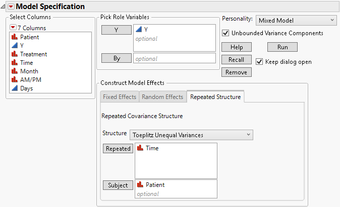 Fit Model Launch Window Showing Completed Repeated Structure Tab
