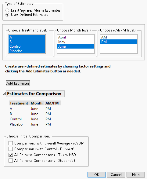 Completed Multiple Comparisons Window