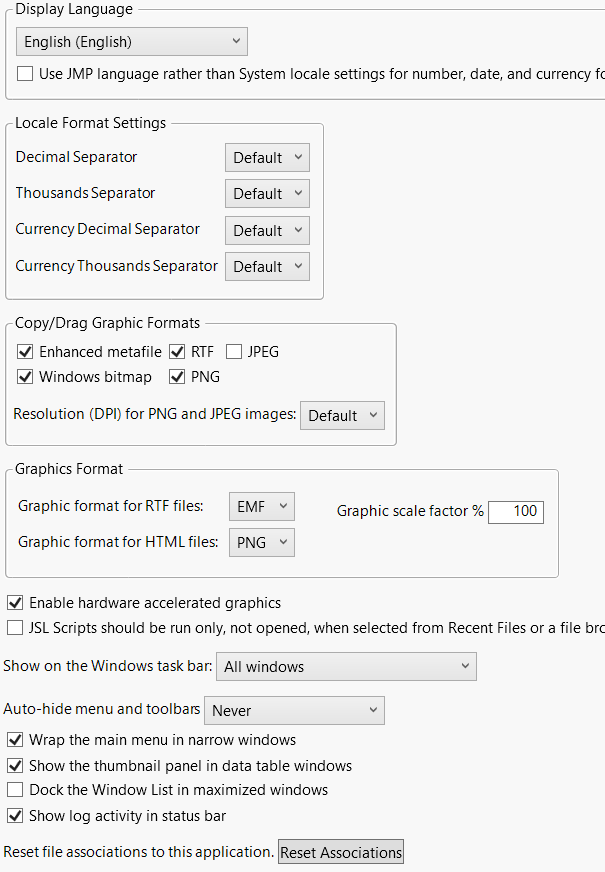 Windows Specific Preferences
