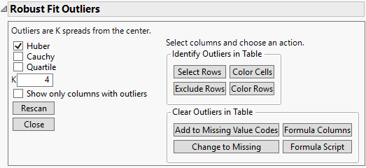 Robust Fit Outliers Window