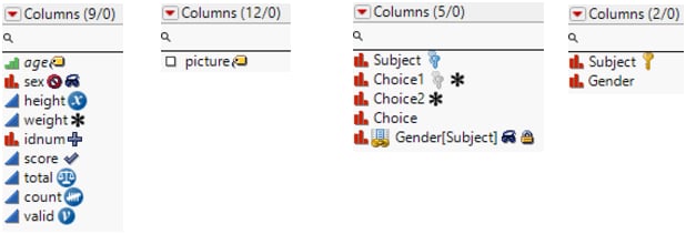 Icons Indicating Column Characteristics and Properties