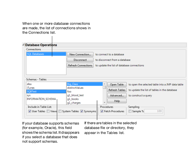 Database Open Table Window