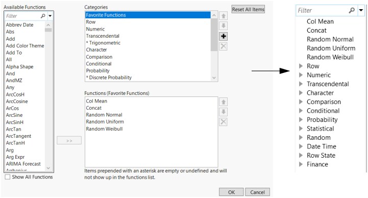 Customizing the Functions List