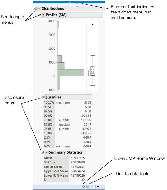 Distribution Report Window on Windows