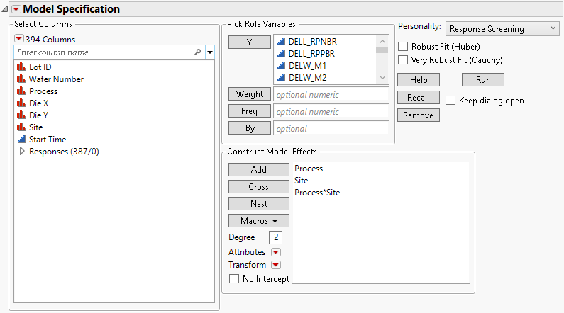 Response Screening from the Fit Model Window