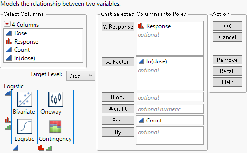 Fit Y by X Launch Window