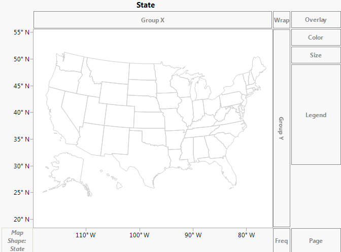 Example of Cities.jmp After Dragging State to Map Shape
