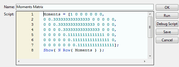 Moments Matrix Script