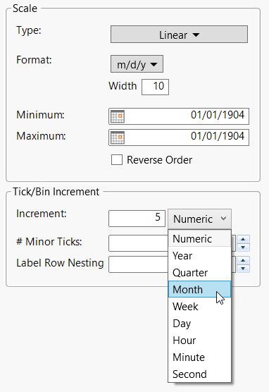 Selecting the Format for Date and Time Increments