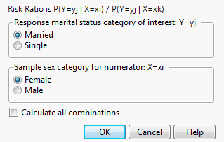 The Choose Relative Risk Categories Window