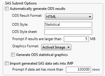 SAS Submit Options in Preferences