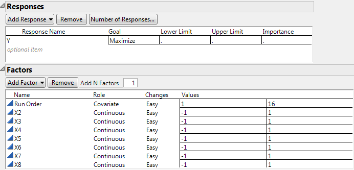 Responses and Factors Outlines