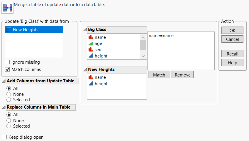 This Window Appears When You Click Match Columns