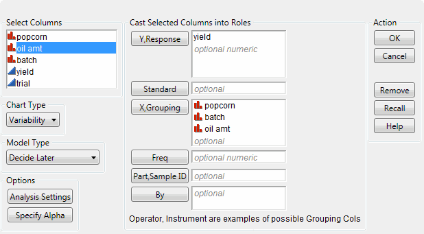 Variability Chart Window