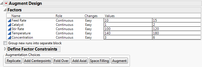 Factors for the Reactor Example